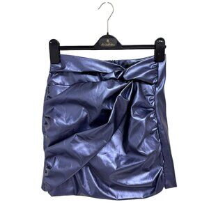Micas Metallic Faux Leather Knotted Mini Skirt orchid color size M